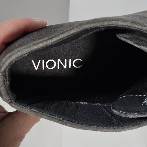 Vionic Becca Suede Ankle Bootie Women's Size 8 Gray Lace Up Wedge - Picture 9 of 12
